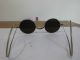 Vintage Antique Eye Glasses Thin Metal Round With Case Optical photo 4