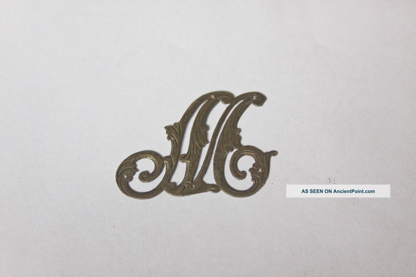 Antique Solid Silver Letter Monogram ' M ' From Writing Desk Box. Other Antique Sterling Silver photo