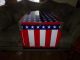 Vintage Mid Century Red White And Blue Patriotic Metal Trunk Foot Locker Post-1950 photo 5