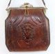 Antique 1915 Nocona Bags Arts & Crafts Era Tooled Leather Bag Purse Victorian photo 2