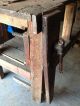 3 Vise Antique Wood Carpenters Work Bench Kitchen Island Table Industrial Age 1900-1950 photo 4