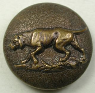 Antique Brass Sporting Button Detailed Hunting Hound Dog - 15/16 
