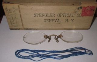Antique Spengler Optical Co Geneva,  Ny Gold Filled Eyeglasses Dated 1911 photo