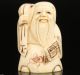 Japan ' S Oldest Old Bone Hand - Carved Netsuke Statue Old Hand Artist Signature Other Antique Chinese Statues photo 1