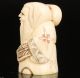 Japan ' S Oldest Old Bone Hand - Carved Netsuke Statue Old Hand Artist Signature Other Antique Chinese Statues photo 2
