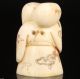 Japan ' S Oldest Old Bone Hand - Carved Netsuke Statue Old Hand Artist Signature Other Antique Chinese Statues photo 3