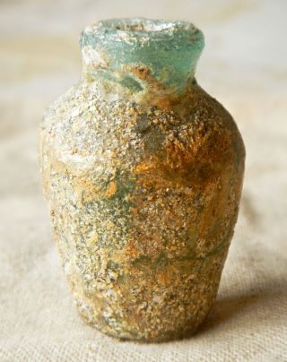 Ancient Roman Glass Perfume Bottle 1st - 4th Century Ad photo