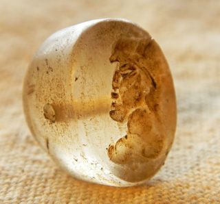 Old Roman Intaglio Carving Crystal Stone Stamp Bead Antique Glass 1 photo