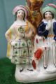 Mid 19thc Staffordshire Male & Female Figurines,  Dog & Spill Vase C1860s Figurines photo 2