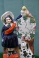 Mid 19thc Staffordshire Female Figurine,  Dog,  Parrot & Clock Face C1860s Figurines photo 1