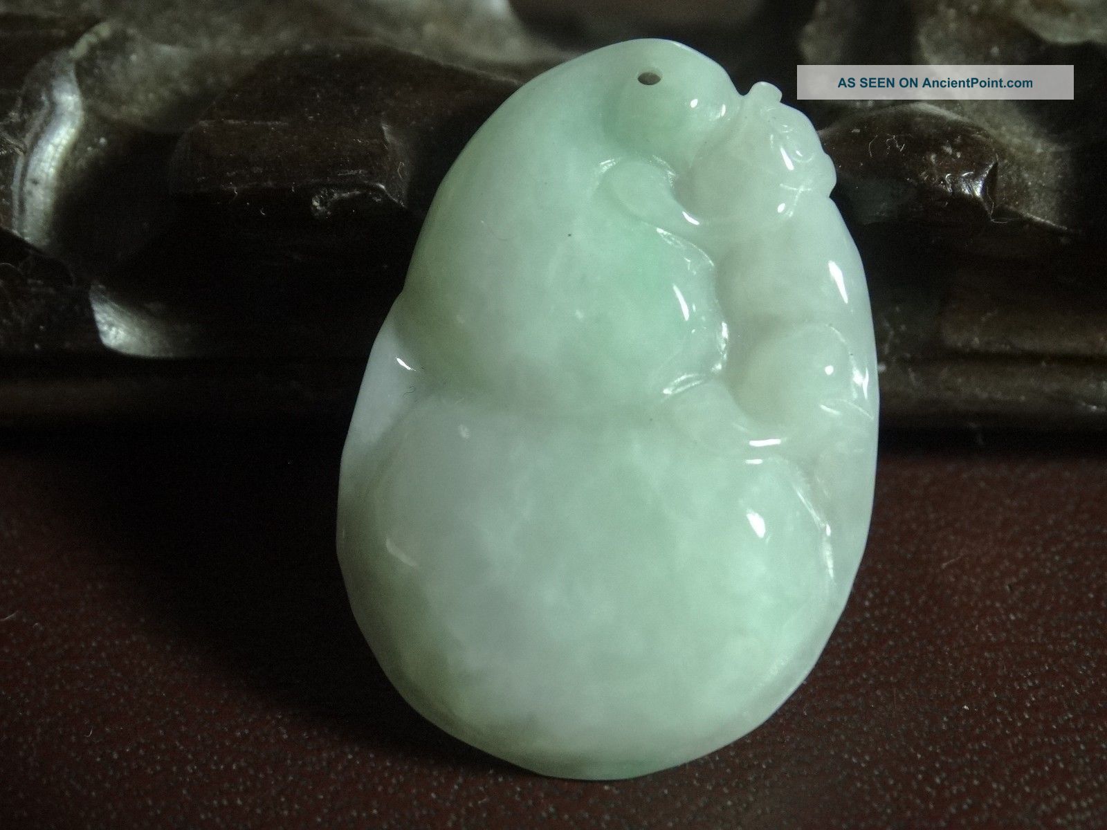 Green White Natural A Ice Jade Jadeite Hand - Carved Ruyi Cloud Pendant 6261205 Necklaces & Pendants photo
