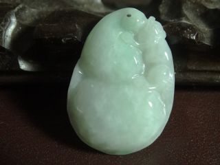Green White Natural A Ice Jade Jadeite Hand - Carved Ruyi Cloud Pendant 6261205 photo