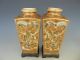 Japanese Satsuma Vases Meiji Period Circa 1880 On Wooden Stands Signed. Vases photo 1