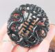 Natural Black Ink Jade Hollow Out Carving Good Luck Double Dragon Bat Pendant Necklaces & Pendants photo 3