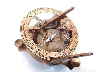 Brass Nautical Sundial Compass - Paper Weight Direction Compass Pocket Compass photo