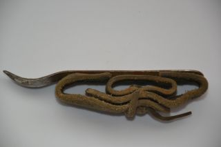 Vintage Suade Leather Strap & Metal Corn Husker Shucker - Farm Garden Old Tool photo