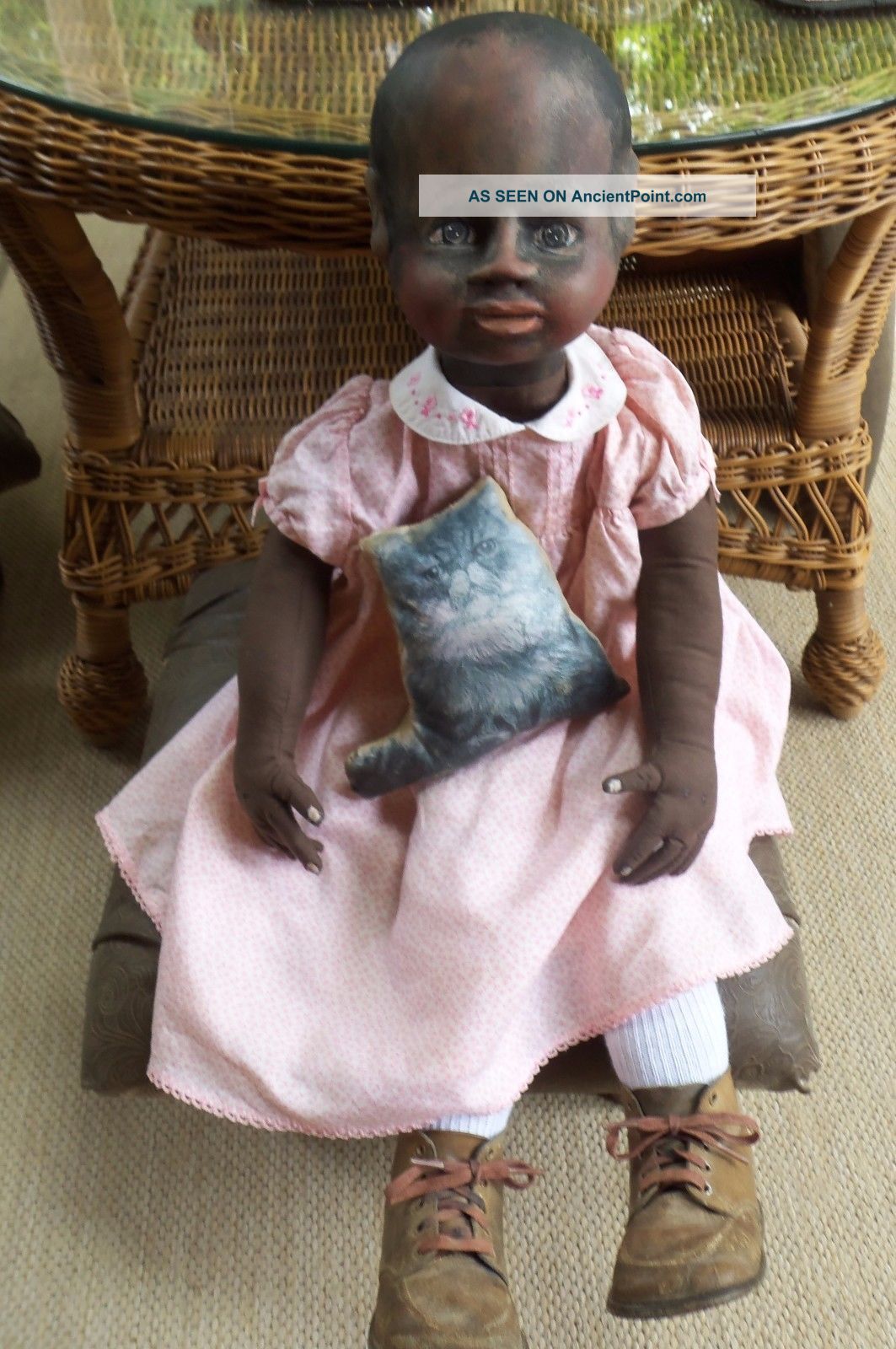 Primitive Black Baby Doll / Izannah Walker Style / Antique Shoes Primitives photo