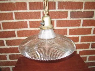 Vintage 1920s/30s Art Deco Hanging Ceiling Light Fixture With Holophane Shade photo