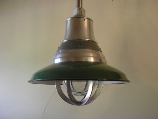 1940s Crouse Hinds Explosion Proof Industrial Light Fixture Green Porcelain photo