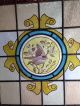 1800 ' S Stained Glass Window.  Painted Bird & Scrolls.  22.  5 