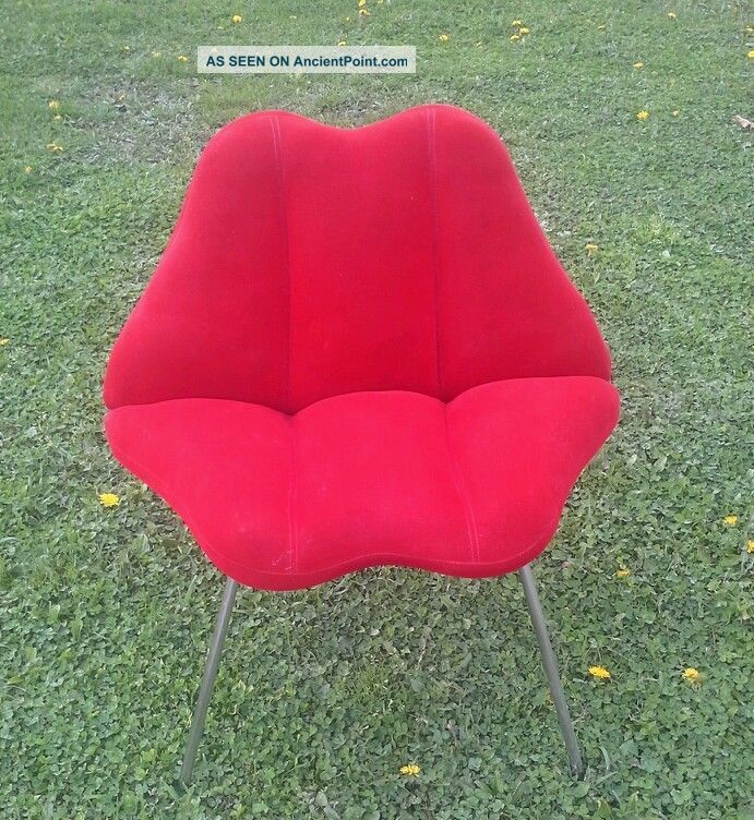 Mid Century Modern Chrome Chair Red Lips - Chrome Steel Legs Rare - Fabulous Mid-Century Modernism photo