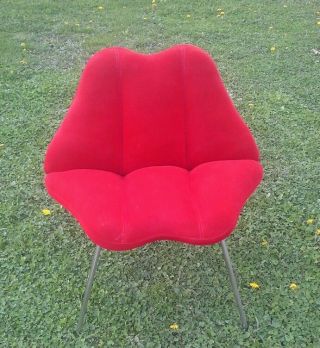 Mid Century Modern Chrome Chair Red Lips - Chrome Steel Legs Rare - Fabulous photo