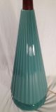 Vtg Mid Century Aqua Fluted Ceramic & Teak Lamp Danish Marshall Martz Style Mid-Century Modernism photo 6