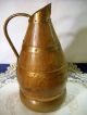 Antique French Arts & Crafts Wine Pitcher Oak Barrel Copper Banding Cider Jug Other Antique Woodenware photo 2