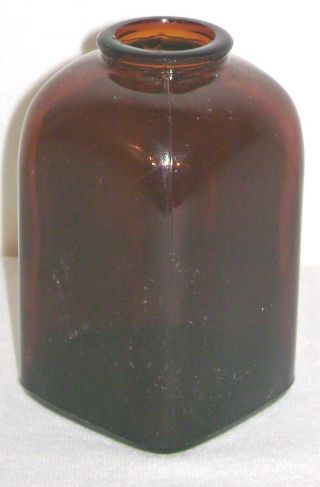 Vintage Amber Brown Square Snuff Bottle 4 Dot Base photo