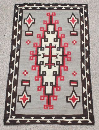Antique Large 19thc American Western Navajo Indian Hand Woven Wool Rug Nr photo