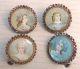 4pc Antique Very Old Charlotte Corday Buttons & 4 Pc.  Enamel Buttons photo 1