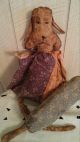Primitive Folk Art Doll Raggedy Ann Prairie Vintage Bunny Rabbit Ooak Primitives photo 1
