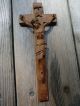 Antique German Hand Carved Wooden Crucifix Primitives photo 3