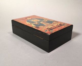 Mottahedeh Italy 1950s Mcm Wood Lidded Box Japanese Enamel Regency Eames Raymor photo