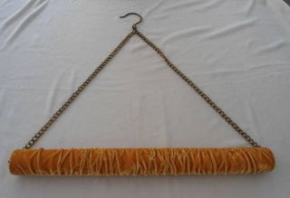Vintage 50s Gold Velvet Tapestry Or Quilt Hanger Hollywood Regency Chain photo