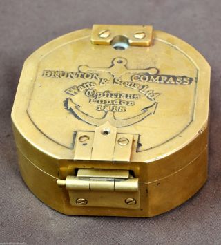 Antique Brass Brunton Compass London 1818 Vintage Compass photo