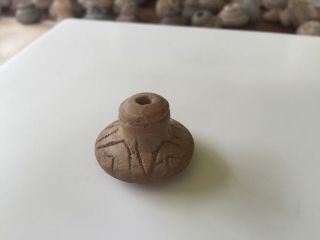 Pre Columbian Ancient Mayan Artifact Pottery Whorl Spindle Bead 6 photo