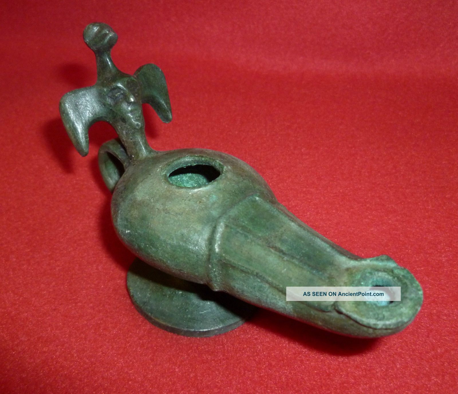 Unique Roman Ancient Artifact - Bronze Oil Lamp Circa 200 - 300 Ad - 2776 - Other Antiquities photo