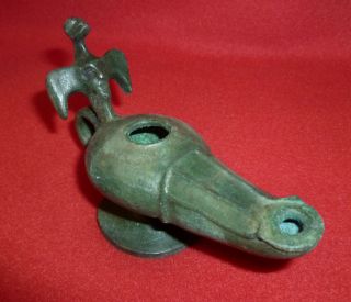 Unique Roman Ancient Artifact - Bronze Oil Lamp Circa 200 - 300 Ad - 2776 - photo