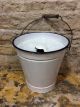 Vintage Enamel Blue On White Pail/ Bucket With Vented Lid & Handle Hardware/Home photo 1