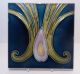 English Art Nouveau Ceramic 3 Tile Group Tubelined Tulips C1900 Iridescent Glaze Architectural & Garden photo 2