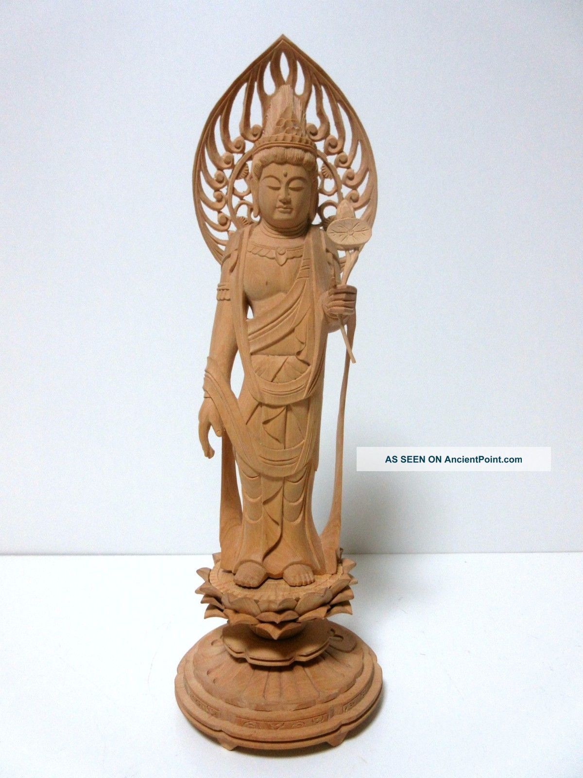 Japanese Japan,  Wooden Statue Buddha Statue Kannon Bodhisattva 26cm Statues photo