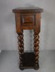 Carved Wood Barley Twist Pedestal Display End Side Table Plant Stand Nightstand 1900-1950 photo 4