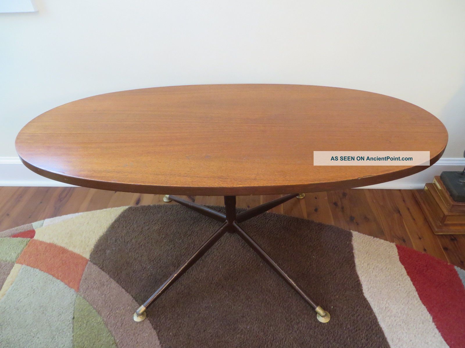 Mid Century Modern Danish Oval Coffee Table Eames Era Teak Vtg Retro Eames Era Post-1950 photo