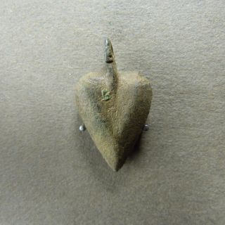 French Medieval Bronze Heart Pendant (13 - 14 Th) photo