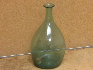 A Wonderful Late 18th Century American Blown Bottle In Auqa Green Rare Form photo