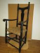 A Great Early 18th C Connecticut Queen Anne Armchair In Great Old Black Paint Primitives photo 1