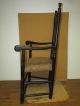 A Great Early 18th C Connecticut Queen Anne Armchair In Great Old Black Paint Primitives photo 2