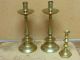 Best Early 17th C Spanish Brass Mid Drip Candlesticks Capstan Bases Primitives photo 2