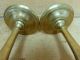 Best Early 17th C Spanish Brass Mid Drip Candlesticks Capstan Bases Primitives photo 7